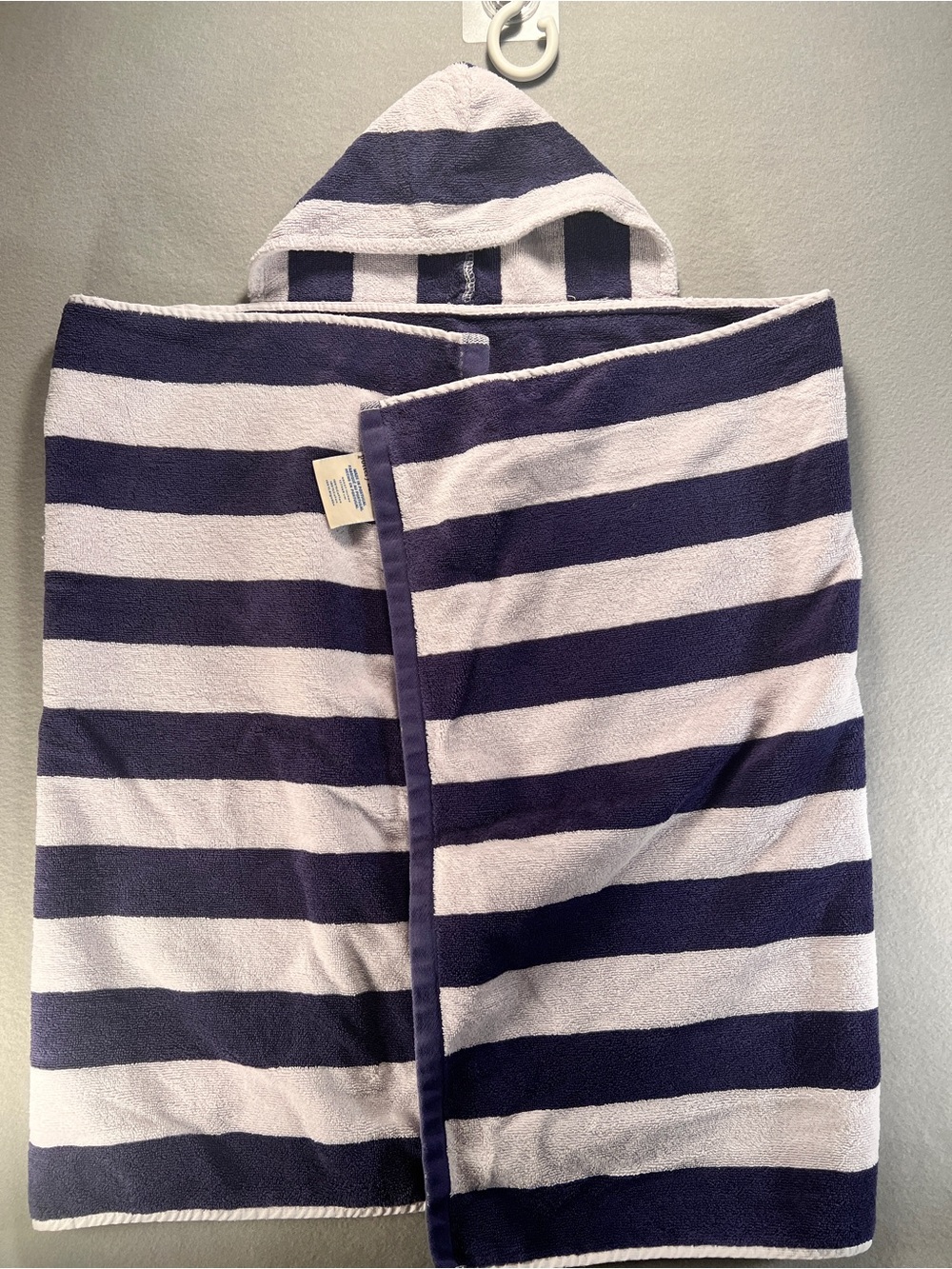 Pottery Barn Kids  Hooded Towel Classic Blue & White Stripe 100% Cotton Coastal